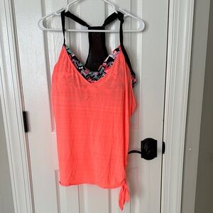 ZeroXposur Coral Layered Racerback Camisole with Black Straps Tankini